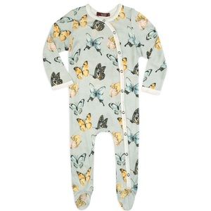 Milkbarn Butterfly Bamboo Snap Footed Romper